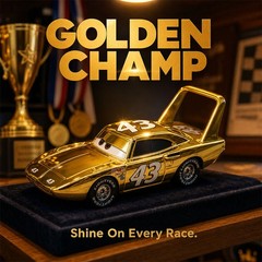 Dinsey Pixar Cars Champion No.43 Gold Chrome Dinoco The King Diecast Gifts Rare