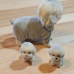 Vintage 2009 Toy Puppy In My Pocket Flocked Sheepdog Family of 3 Dogs