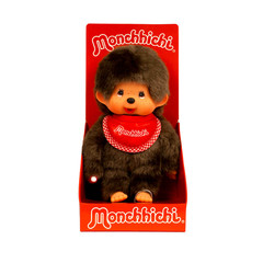 8″ Large Monchhichi Doll – Classic Boy, Red Bib – Authentic Monkey Plush, NWT