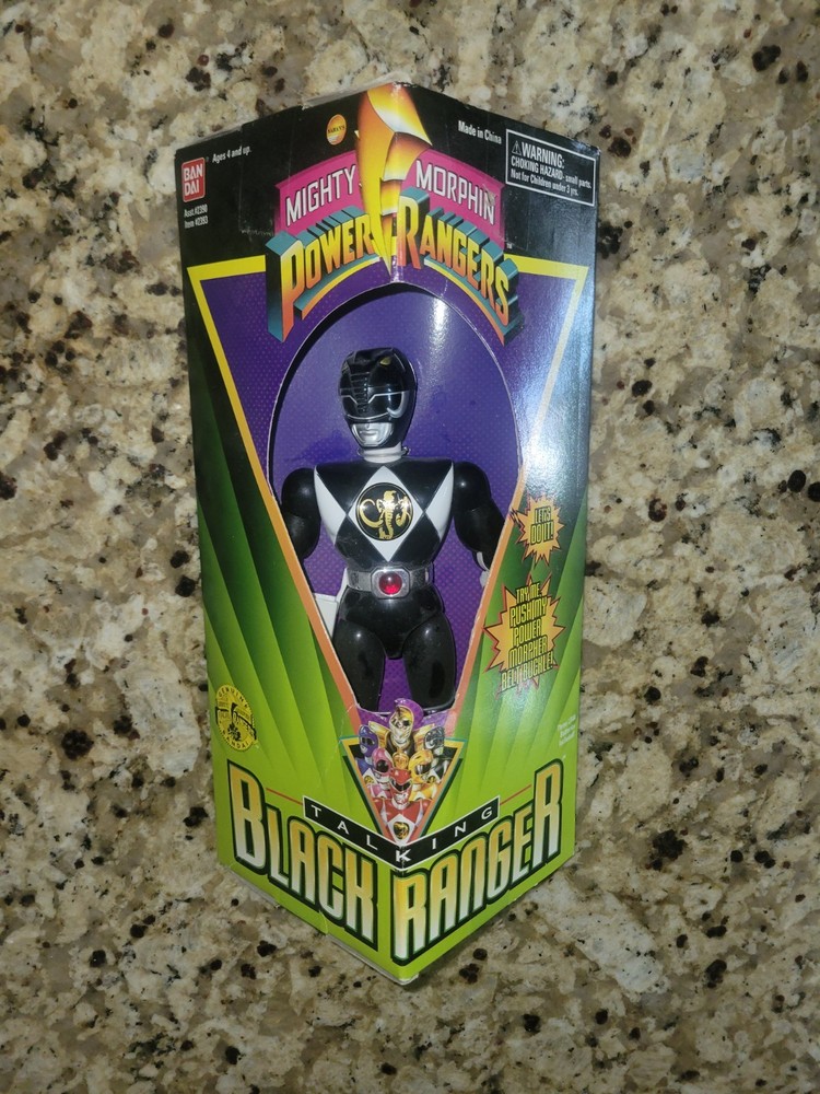 NEW Vintage 1995 Power Rangers Talking Black Ranger 8 inch Action Figure Bandai