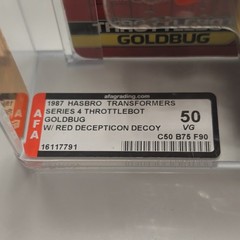 Hasbro Transformers 1987 Throttlebot Goldbug AFA 50 w/ Red Decoy #16117791