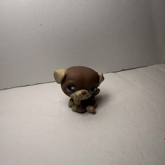 Hasbro 2007 LPS Littlest Pet Shop Brown Laying Pug Blue Eyes