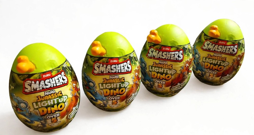 x4 ZURU Smashers Nano Jurassic Light Up Dino Egg – New Sealed