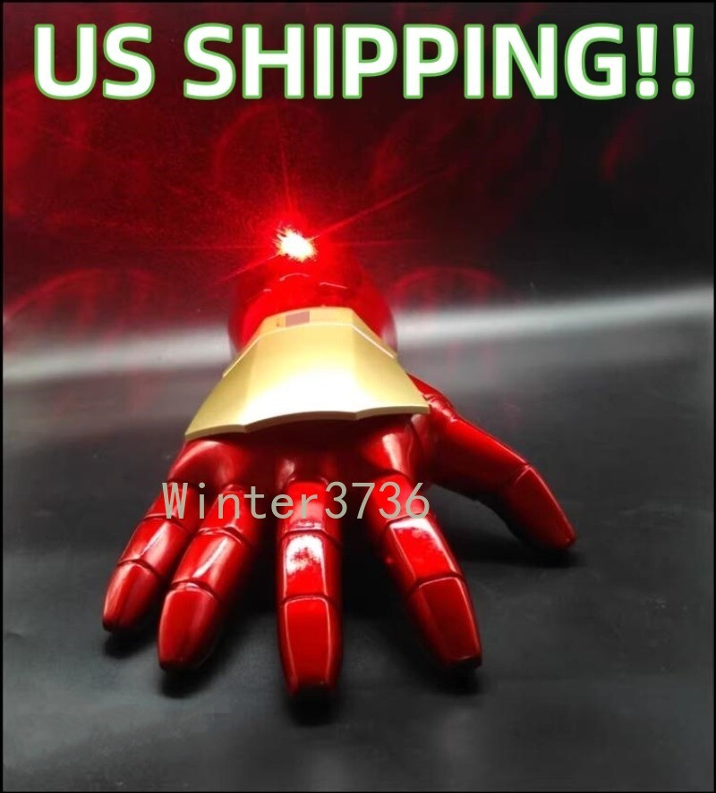 Wearable Right+Left Hand Arm 1:1 Iron Man Replica LED Light Gloves Cosplay 1Pair