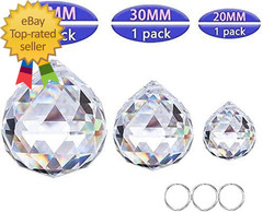 Set of 3 Clear Crystal Ball Includes 20/30/40Mm Faceted Prism Balls Suncatcher