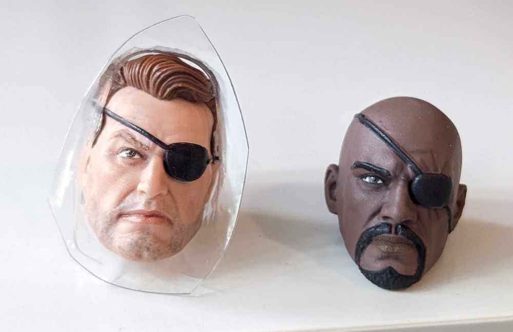 Marvel Legends NICK FURY + JUNIOR JR HEAD Custom Fodder (Shield 3 Pack Figure)
