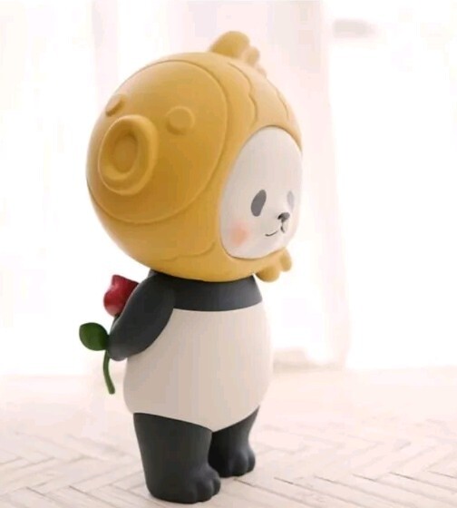 PLANET BEAR Mini Taiyaki PanPan Series 1 ROSE FLOWER 🐼🌹Panda PVC Figure NEW