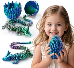 15″ 3D Printed Dragon Egg with Articulated Dragon Inside,Crystal Dragon Toys,…