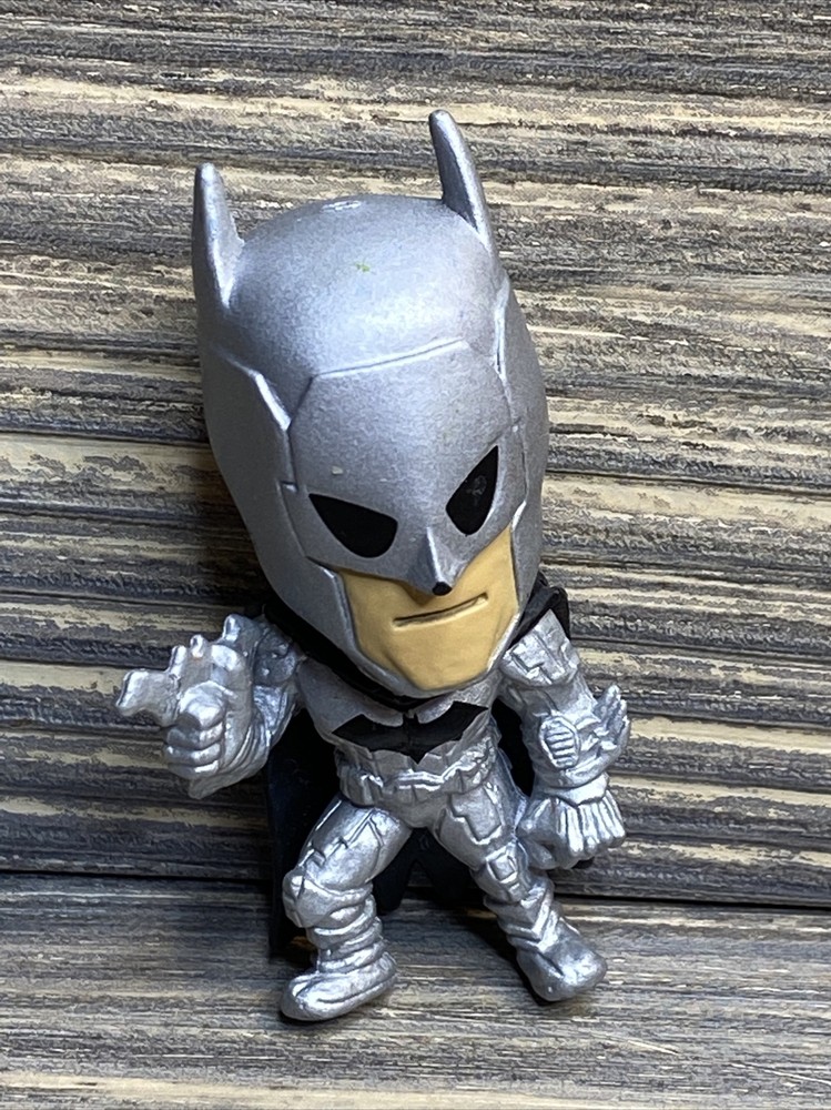 DC Comics Miniature Batman Silver Suit Helmet Black Cape 1.5”