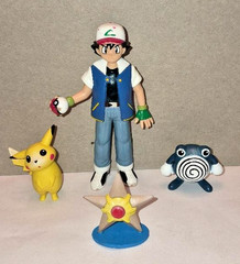 Vintage Pokemon Ash Ketchum pikachu polywhirl staryu figure lot TOMY 1998