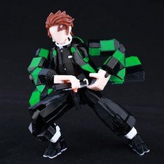 9L3D Printed Demon Slayer AKAZA Tanjiro Kamado Lucky Dummy Action Figures