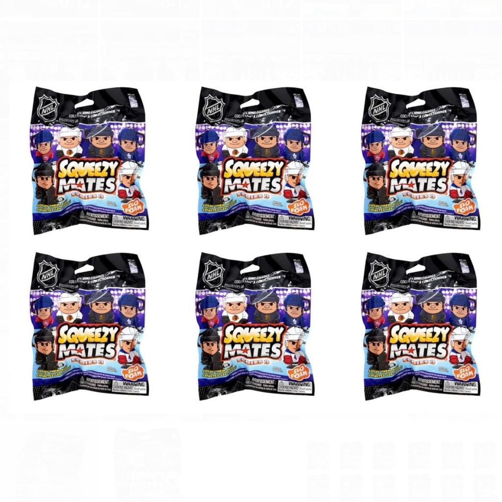 NHL SqueezyMates Series 3 Mini Figure Clips : LOT of 6 NEW Blind Bags!