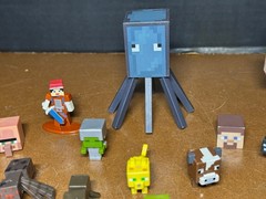 Lot of Minecraft parts some full Figures mini figures 1 key chain 1 Diecast