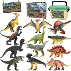 Realistic Dinosaur Figure Toys,12 Pack 6″ Large Size Plastic Dinosaur Set w/Book