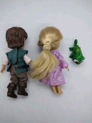 DISNEY STORE Animators Collection Lot Flynn Rider Rapunzel 5″ toddler doll set