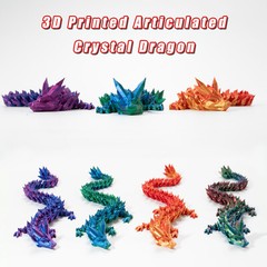3D Printed Crystal Articulated Dragon Home Office Desktop Fish Tank Fidget Toys