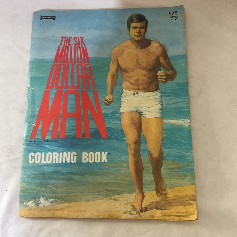 1974 The Six Million Dollar Man Coloring Book Uncolored Artcraft C1832