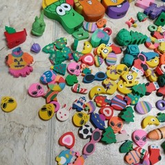 Lot Of Vintage Erasers 1990s Veggie Tales, Aliens, Hearts, Moons, Trees