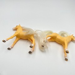 Vintage Playskool 1993 Yellow Horses Set 2 Blonde Mane Tails Stable Pony Figures