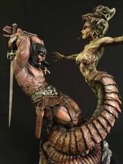 FRAZETTA CONAN BARBARIAN 2 HORSES HILDR /RED SONJA 9in DEVOURER OF SOULS /MEDUSA