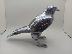 Retro Silverhawks Tally Hawk statue figure 7″ 3D printed metallic silver plastic