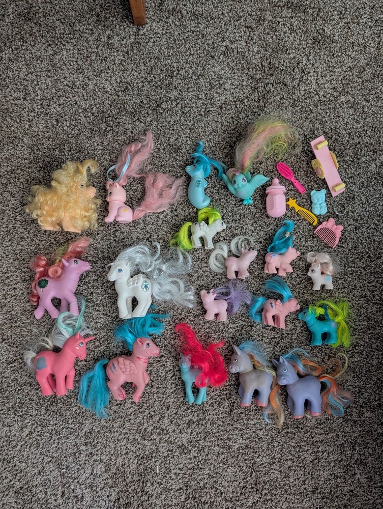 My Little Pony Vintage Hasbro Lot of 18 G1 1980s Unicorn Ponies Hong Kong READ