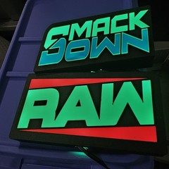 WWE Mattel 3D Printed RAW SMACKDOWN 8 X 4 Lighted Wall Logo Accessory Bundle