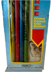 Vintage 1984 Gremlins Set of 5 Unused Pencils & Eraser Gizmo Movie Damaged Box