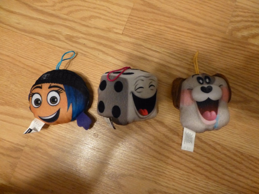 Three Sony Pictures Animation Soft Toys, Slobbering Pup, Jailbreak and Dice