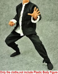 1/6 Kung Fu Shirt Chinese Traditional Man Suit Clothes Black Fit 12in Figure Toy