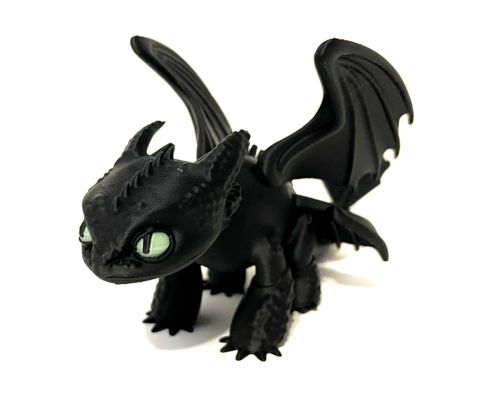 Toothless — How To Train Your Dragon 3D Printed Figure– Glow In the Dark Eyes