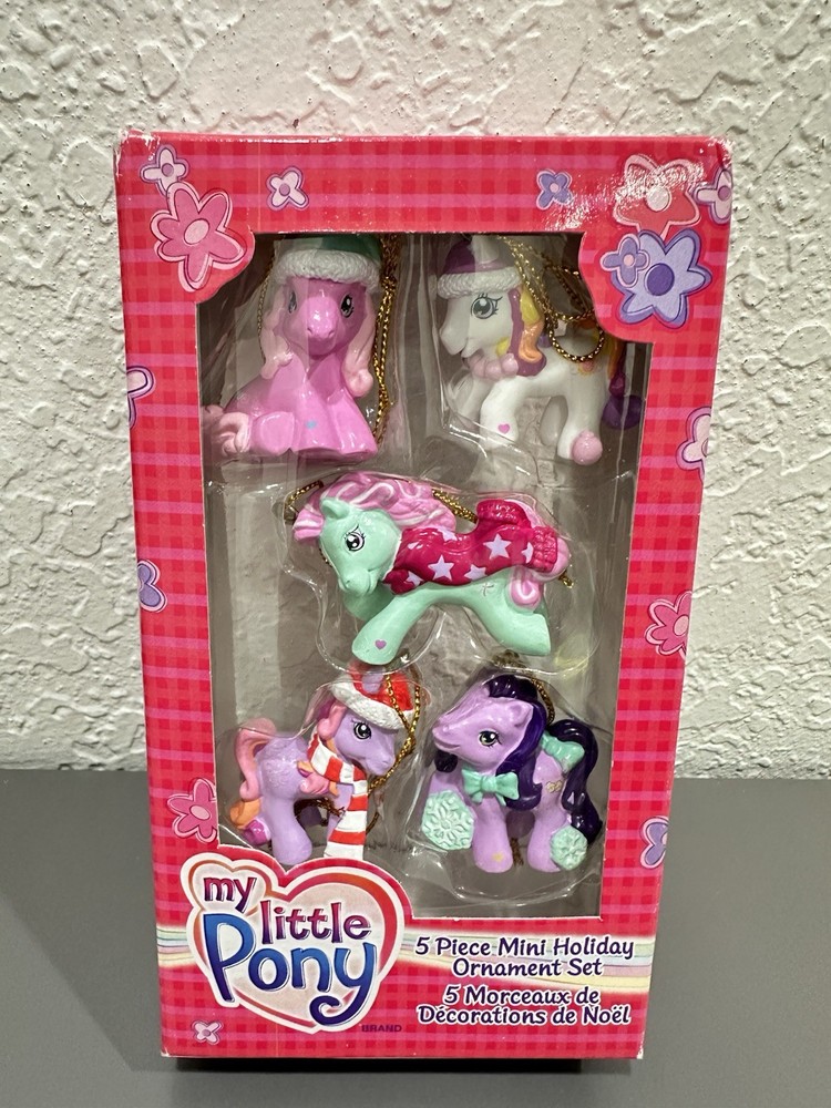 VTG My Little Pony Mini Holiday 5 Piece Ornament Set Kurt S. Adler 2004 Hasbro