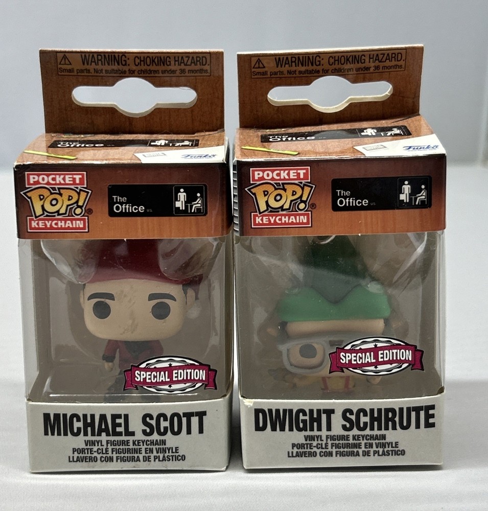 LOT OF 2 Funko Pocket Pop The Office Michael Scott Dwight Schrute Keychains Rare