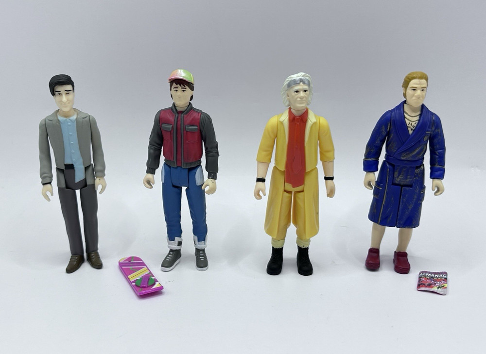 Super7 Back To The Future 2 Marty McFly Doc Biff Reaction Figures Lot Of 4