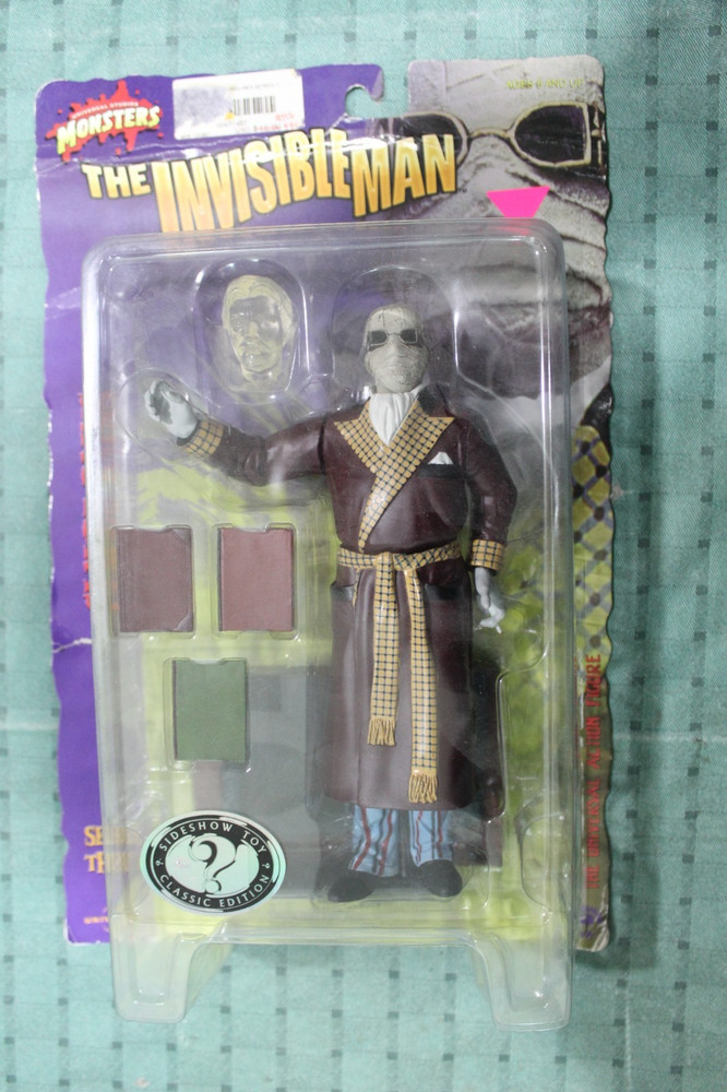 Invisible Man Action Figure, Universal Studios Monsters, Sideshow Toy, New