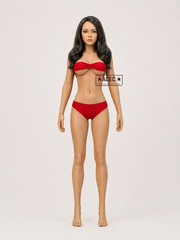 Custom PHICEN 1/6 Dark Ash Brown Hair Female L Bust Seamless Suntan Figure Set