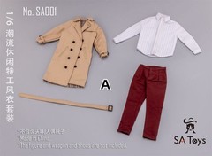 SA Toys SA001 1/6 Leisure Agent Trench Coat Set Model Fit 12” Body Figures