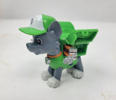 Paw Patrol Air Rescue Rocky Action Pup Figure Green Gray Spring Action Pack