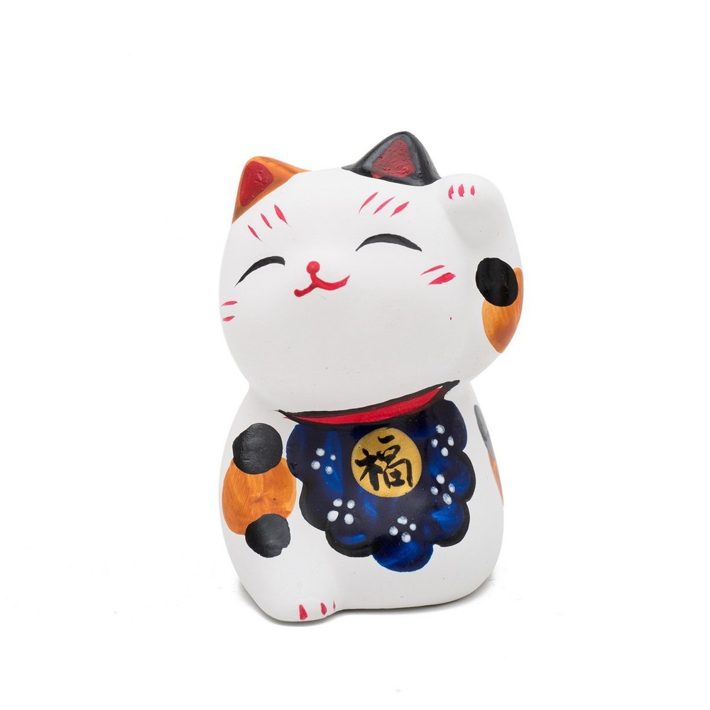 THY COLLECTIBLES Hand Painted White Feng Shui Mini Maneki Neko Lucky Cat “Fu”…