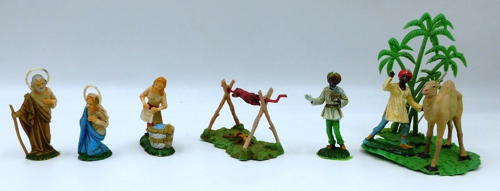 Nardi Diorama Lot 6 Plastic Figurines Bedouins 7/8 Cm Approx Nativity