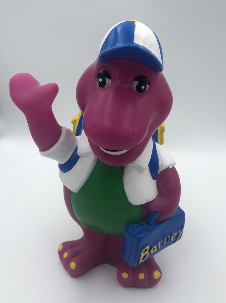 1992 Barney Purple Dinosaur Coin Piggy Bank With Plug Back to School