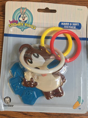 2 GERBER Looney Tunes Lovables Hard And Soft Teething Ring Bugs Bunny Taz New