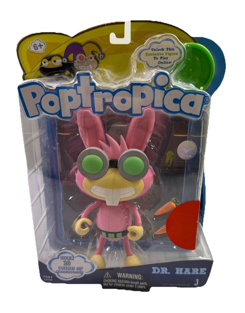 Poptropica Dr. Hare Pink Bunny Rabbit Vinyl 6” Collectible Action Figure NEW