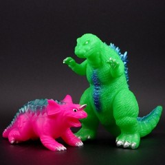 Sunguts Honpo Destroy All Monsters C Godzilla & Baragon Sofubi Figure Toho Kaiju