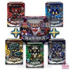 Miniforce Force Triga + Thunder Burning Storm Tidal Buster Robot Figure Set 6pc