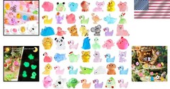 60PCS Miniature Resin Animals – Luminous Party Favors & Garden Accents