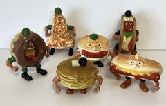 Vintage 1988 Mattel FOOD FIGHTERS 6 Loose Figures Much Wear No Accessories As-Is
