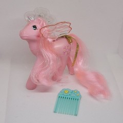 VTG 1986 My Little Pony G1 Flutter Pony HONEYSUCKLE w/ Wings, Ribbon, Comb *READ