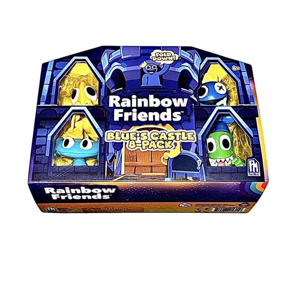 Rainbow Friends Blues Castle 8 Pack Blue Green Cyan Yellow + 4 Mystery Figures