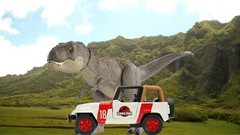 Jurassic Park World Legacy Mattel T-Rex Dinosaur Jeep Figure Diorama Backdrop #2